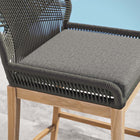 Modway - Wellspring Terrasse extérieure Bois de teck Tabouret de bar - Graphite gris-Siège en aluminium avec détail de corde