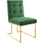 Modway - Privy Acier inoxydable doré Performance Velvet Chaise à manger - Émeraude d’or-Fauteuil à manger Glam Deco