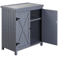 Outsunny - armoire de rangement de jardin avec dessus galvanisé et deux étagères-Range les outils de jardin et les coussins de patio
