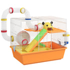 PawHut - Cage pour Hamsters Nains/Gerbilles avec Tunnels et Bouteille d'Eau-Comprend une roue d’exercice, des rampes, des plateformes et une maisonnette