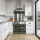 Kucht - 36 po Série KDF Cuisinière Pro Style au gaz propane - Acier inoxydable/Vert olive-Allumage électronique avec rallumage automatique pour une sécurité accrue et un contrôle fiable de la flamme, réduisant les risques de fuite de gaz
