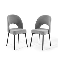 Modway - Rouse Tissu rembourré Fauteuil d’appoint de salle à manger Ensemble de 2 - Noir Gris clair-Fauteuil d’appoint de la salle à manger