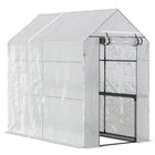 Outsunny serre à pied 73 po L x 47 po l x 75 po H avec porte enroulable et 4 étagères, blanc-Excellente façon de prolonger votre saison de culture et de protéger les plantes  
