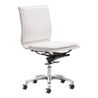 Zuo - Lider Plus Armless Chaise de bureau - Blanc-Fonction basculante offrant confort ergonomique et flexibilité accrue