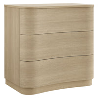 Modway - Mirae 3 tiroirs Commodeuse compacte courbe, Chêne clair brossé-Commode compacte à 3 tiroirs