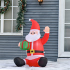 HOMCOM - Père Noël gonflable illuminé extérieur de 1 - 2 m avec boîte-cadeau-Un ensemble de lumières LED blanches internes intégrées pour une meilleure visualisation nocturne 