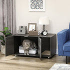 PawHut - Enclos pour bac à litière pour chat d’intérieur avec tapis à griffer - noir-Offre de l’intimité aux chats et empêche la propagation des odeurs 