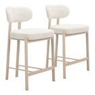 Zuo - Aurea Tabouret de comptoir - Light Gris - Ensemble de 2-Pied en acier thermolaqué