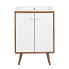 Modway - Transmit 24" Vanette de salle de bain - Blanc noyer-Vanité moderne du milieu du siècle