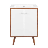 Modway - Transmit 24" Vanette de salle de bain - Blanc noyer-Vanité moderne du milieu du siècle
