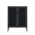 Manhattan Comfort - Amelia 31,5 po Buffet Moderne d’Appoint - Noir-Armoire d’appoint moderne en métal parfaite pour le rangement et l’organisation
