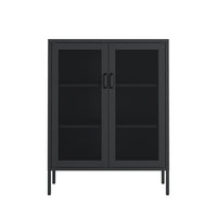 Manhattan Comfort - Amelia 31,5 po Buffet Moderne d’Appoint - Noir-Armoire d’appoint moderne en métal parfaite pour le rangement et l’organisation