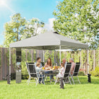 Outsunny - Tente auvent pliante 9.6 pi l x 9.6 pi L avec poches - Installation facile à 1 bouton - Gris clair-Tissu Oxford 210D avec revêtement argenté pour une protection solaire UPF50+