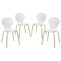 Modway - Path Chaise à manger Ensemble de 4 - Blanc-Pieds en bois massif de hêtre