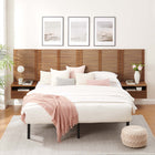 Modway - Render Ensemble 8 pièces : Tête de lit King murale et tables de chevet modernes - Noyer-Stratifié lisse à grain de bois