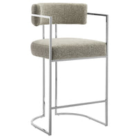 Modway - Huron Dos courbé Tissu et métal Tabouret de comptoir - Blé argenté-Tabouret de plan de travail moderne