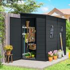 Outsunny - Abri de rangement extérieur 4,3 pi x 8 pi, avec porte verrouillable, gris foncé-Deux fenêtres et une aération assurent un espace de rangement lumineux et aéré 
