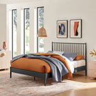 Modway - Adair Fuseau Métal Lit de plateforme complet, Charbon de bois-Tête de lit à fuseau