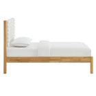Modway - Olea Bois massif Boucle à touffes de canal Lit à plateforme jumelle, Feather Oak-Lattes de bois solides