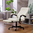 Vinsetto - Fauteuil de bureau pivotant à haut dossier inclinable avec repose-pieds et accoudoirs rembourrés - blanc crème-Hauteur d'assise réglable pour s'adapter à votre bureau ou à votre style d'assise