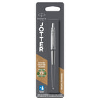 Parker – Stylo à bille Jotter acier inoxydable avec bordure chromée – pointe moyenne – encre bleue  -Un style épuré avec des lignes soignées pour une approche fraîche de la conception Jotter icônique de Parker