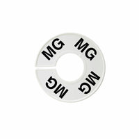 Eddie's -  Rond Les séparateurs de tailles - MG - blanc avec impression noire - Paquet de 100-Plastique blanc avec du texte en noir