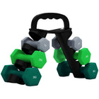 Soozier - Ensemble d’haltères hexagonaux 26 lb avec support vertical-Ensemble de poids complet : deux paires de 2,2 lb (1 kg), 4,4 lbs (2 kg) et 6,6 lbs (3 kg)