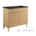 Modway - Render 36" Vanette de salle de bain - Noir de chêne-Pieds en bois effilés