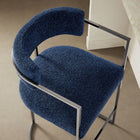 Modway - Huron Dos courbé Tissu et métal Tabouret de comptoir - Marine d’argent-Siège et dossier rembourrés