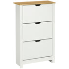 HOMCOM - Meuble à chaussures étroit avec 3 tiroirs basculants et étagère réglable pour entrée - blanc-Peut contenir jusqu'à 9 à 18 paires de chaussures de taille standard dans trois tiroirs basculants 