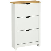 HOMCOM - Meuble à chaussures étroit avec 3 tiroirs basculants et étagère réglable pour entrée - blanc-Peut contenir jusqu'à 9 à 18 paires de chaussures de taille standard dans trois tiroirs basculants 