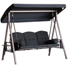 Outsunny - Balancelle de porche 3 places robuste avec auvent inclinable, noir-Balancelle extérieure autoportante robuste pouvant accueillir confortablement 3 personnes pour une expérience de détente
