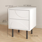 HOMCOM - Table de chevet avec tiroirs à ouverture par pression - blanc - lot de 2-MDF robuste recouvert de peinture à base d’eau et cadre en acier avec revêtement en poudre assurent un support stable