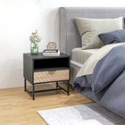 HOMCOM - Table de chevet moderne avec tiroir et étagère de rangement - noir-Fonctionne bien comme table de nuit, bout de canapé ou petit organisateur pour les petites pièces