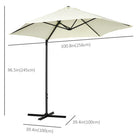 Outsunny - Parasol de patio déporté 8,5 pi avec rotation à 360°, beige-Rotation à 360 degrés pour une couverture d'ombre totale  