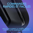 Casque de jeu stéréo Logitech G335 - Noir-Contrôle casque : La molette de volume est située sur l'oreillette pour augmenter rapidement le volume du jeu ou de la musique. Le micro peut être relevé pour couper le son et ne pas être une gêne