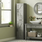 HOMCOM - Armoire de rangement de salle de bain étroite 67 po, gris foncé vieilli-Deux armoires et un tiroir améliorent le rangement de la salle de bain 