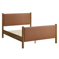 Modway - Maven Grandeur nature Cuir végétalien rembourré Lit de plateforme, Noyer Tan-Cadre de lit en bois