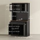 HOMCOM - Armoire de garde-manger 71 po avec espace pour micro-ondes et vaisselier de cuisine haut - noir-Design moderne et épuré avec portes vitrées et shaker pour la décoration intérieure 