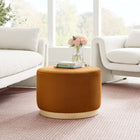 Modway - Tilden Grand velours rond de performance de 23" Rembourré Ottoman - Rouille naturelle-Socle en caoutchouc