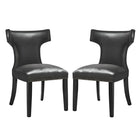 Modway - Curve Vinyle Chaise à manger Ensemble de 2 - Noir-Cadre en bois massif