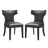 Modway - Curve Vinyle Chaise à manger Ensemble de 2 - Noir-Cadre en bois massif