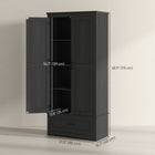 HOMCOM - Armoire de rangement de cuisine haute 69 po avec étagères réglables - noir-Trois charnières renforcent chaque porte d’armoire 