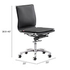 Zuo - Lider Plus Armless Chaise de bureau - Noir-8