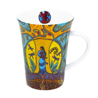 Oscardo - Tasse porcelaine « Strong Earth Woman » de Leah Dorion - 295 ml-Design d’art autochtone - Femme forte de la Terre par Leah Dorion, artiste métisse, œuvre célébrant le patrimoine culturel et les traditions