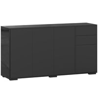 HOMCOM - Buffet latéral à haute brillance 55,1 po L avec 2 tiroirs - noir-Idéal pour ranger la vaisselle, les verres, les tasses, les livres et plus encore 