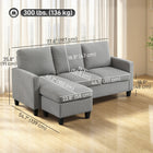 HOMCOM - Canapé sectionnel avec ottoman - gris clair-Le rembourrage épais en mousse haute densité assure une assise confortable 