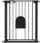 PawHut - Barrière pour animaux extra large 30"-32" avec petite porte - 35"H - Noir-Cette barrière de sécurité pour escaliers permet à la porte de s’ouvrir dans les deux directions