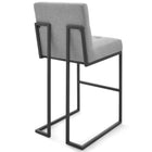 Modway - Privy Acier inoxydable noir Tissu rembourré Tabouret de bar - Noir Gris clair - Ensemble de 2-Touffe élégante de biscuits