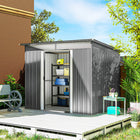 Outsunny - remise de jardin 9 pi x 6,5 pi avec puits de lumière - gris clair-Sa construction robuste en acier galvanisé garantit une grande durabilité

